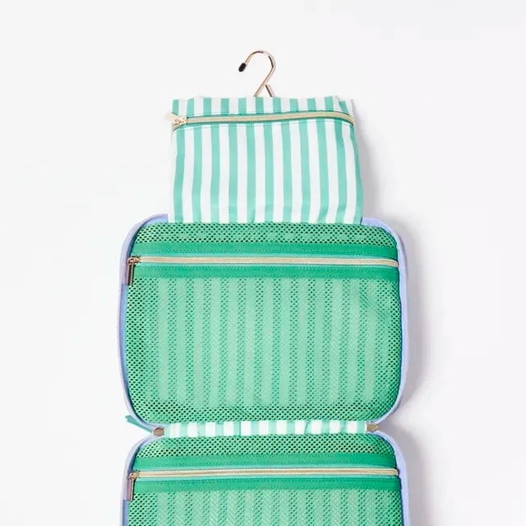 Oliver Bonas Carrie Blue Fold Out Make Up Bag Large - Picture 2 of 9